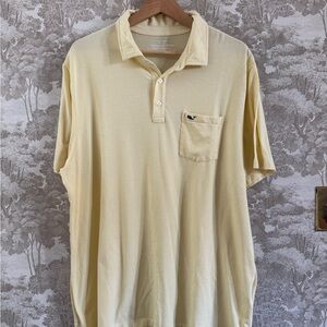 Vineyard Vines Men's Light Yellow Short-Sleeve Polo with Pocket